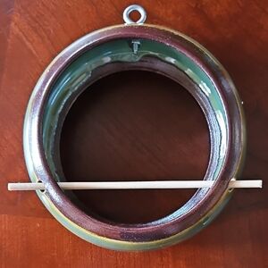 Handcrafted Round Hanging Fly-Through Ceramic Bird Feeder with Perch